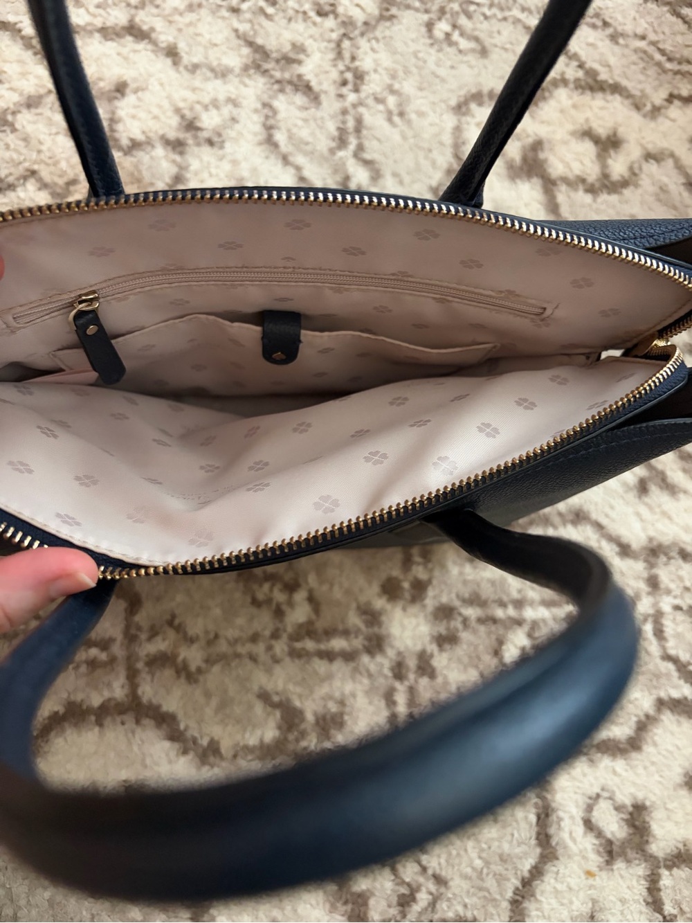 Kate Spade Large Margaux Satchel in Navy - Picture 8 of 8